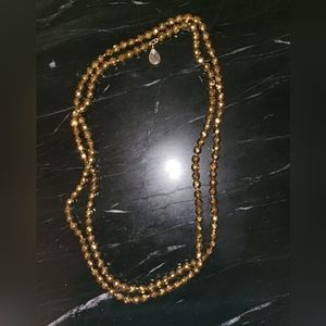 Copper glass beaded super long necklace